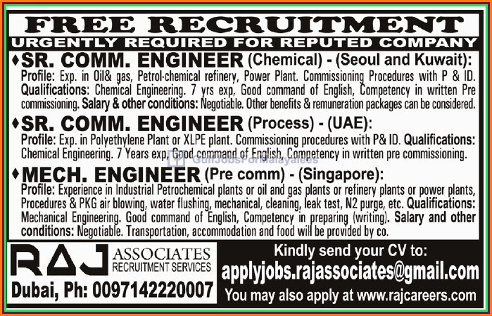 Free Recruitment For UAE, Kuwait & Singapore