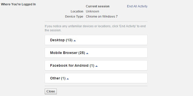 Facebook Active Sessions