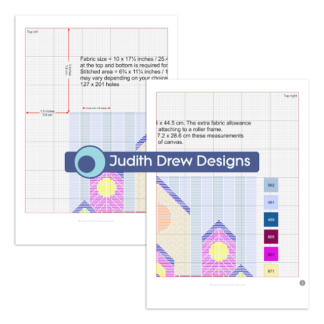 Judith Drew Designs printable needlepoint canvas work full colour pattern chart.