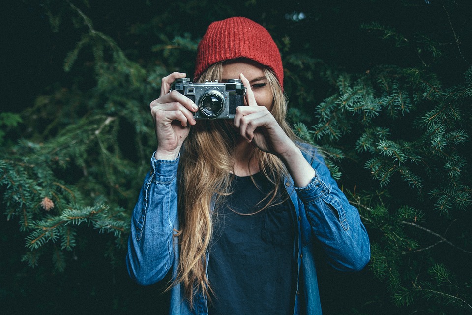 Girl with camera style vintage