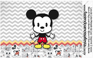 Mickey Vintage Bebé: Etiquetas para Cand Bar para Imprimir Gratis.