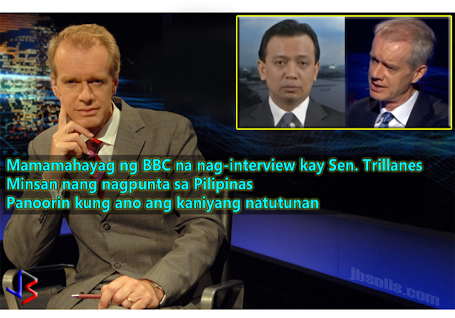 Almost everyone who has access to the internet is now familiar with Senator Trillanes' infamous interview fiasco with BBC Anchor Stephen Sackur in his popular show HARDtalk.  Described as an experienced interviewer, Sackur went straight to business and threw tough questions to the senator. Viewers immediately noticed how Trillanes' answers were indirect and sometimes not related at all.  One point people noticed is how Trillanes' actually denied the existence of a national drug problem, saying the population of drug users in the Philippines is very low, even saying that most drug users use marijuana and not "shabu" or methamphetamine. This was far from the facts and numbers as compiled by the Philippine Drug Enforcement Agency and obviously researched by HARDtalk.  In an embarrassing turn of events, Sackur asked Trillanes if he was a democrat - someone who is committed to democracy. Trillanes answers "I am from the Nacionalista Party" to which Sackur cuts him off saying he was not asking about party affiliation.  Midway in their interview, Sackur pointed out that President Duterte actually maintains a huge public support, something that any western world leader could only dream of.  Among other topics discussed were the two coup attempts by Trillanes, which Sackur laughingly described as "pathetic" and "lasted only one day." At that point, viewers are realizing that Stephen Sackur actually knows what he is talking about, and not simply taking the senator's answers as facts.  Truth is, unlike many journalists who report about events in the Philippines, Stephen Sackur has been to the country himself. It was in 2015, before President Duterte became president.  The documentary starts with Sackur driving around Manila at night. He goes on to visit a call-center office - one of the fastest growing industries in the Philippines. Pinning the fact that the Philippines is one of the fastest-growing economies in Asia, Sackur correctly points out that the biggest single contributor to this economic growth is the millions of OFWs abroad.  He goes on to visit a shanty town, showing the poverty-stricken side of the country. He's even visited inside one family's house to see their condition. The documentary is really expansive, since he was able to link the existence of poverty with the fast population growth.  Sackur goes on to interview a head of the Catholic Church, to know why the Church is not supporting the government's efforts to control the population by Family Planning.  The documentary's focus was the contrast of economic growth against poverty in the Philippines, it did touched a little on crime and drug use, especially by the youth.  It is important to know that, when it comes to asking questions, Mr. Sackur knows his stuff, especially since we have seen him go to the Philippines and do his own research.  So who is Stephen Sackur? Stephen began working at the BBC as a trainee in 1986. He has been assigned to different parts of the world and in war zones.  Sackur became the regular host of the HARDtalk in 2004. He has interviewed prominent international personalities including President Hugo Chávez of Venezuela, President Luiz Inácio Lula da Silva of Brazil, Prime Minister Sheikh Hasina of Bangladesh, President Felipe Calderón of Mexico, President Shimon Peres of Israel, former Malaysian Prime Minister Dr. Mahathir Mohamad, President Jalal Talabani of Iraq, US vice-president Al Gore, US President George W. Bush and a host of other leaders and politicians from around the world.  Sackur was named 'International TV Personality of the Year' by the Association for International Broadcasting (AIB) in November 2010 and was nominated as  'Speech Broadcaster of the Year' at the Sony Radio Awards 2013.