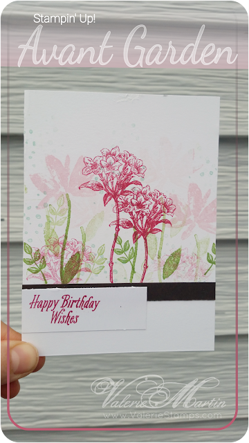 Valerie Martin Stampin Up Avante Garden Saleabration free, melon mambo, pink, pretty birthday card