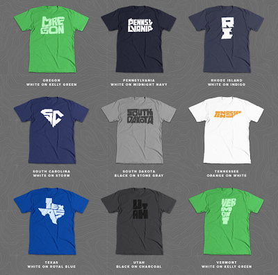 Stately Type kickstarter t-shirts