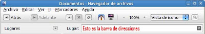 Barra de direcciones en el navegador Nautilus