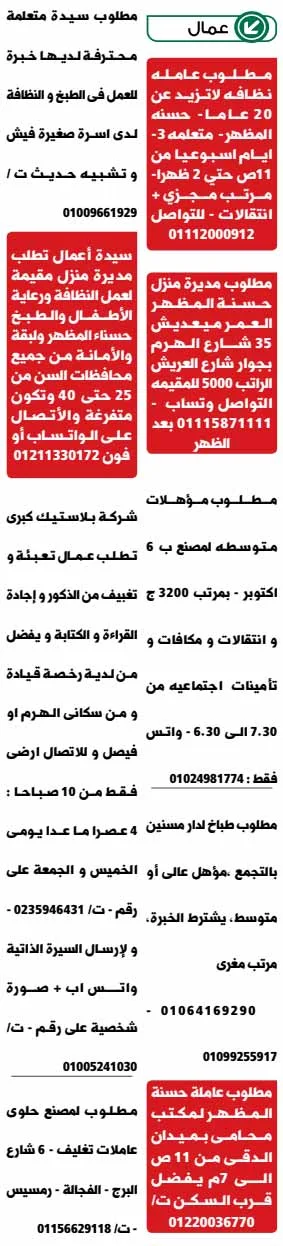 وظائف الوسيط القاهرة والجيزة الجمعة 24-11-2023 لكل المؤهلات والتخصصات بمصر والخارج