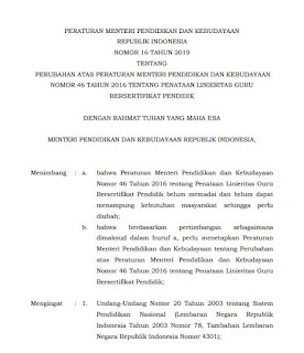 akhir ini para guru madrasah sedang ramai membicarakan tentang  Download Permendikbud Nomor 16 Tahun 2019 tentang Linieritas Guru Bersertifikat