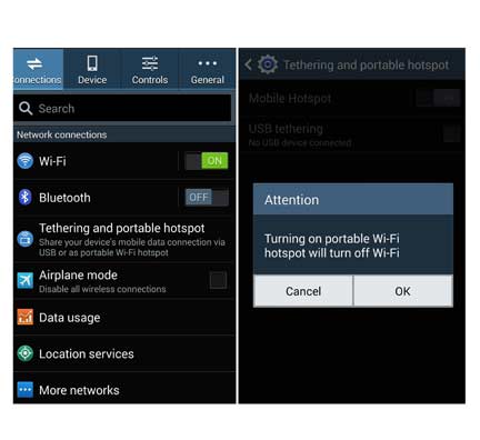 Make Wireless WiFi Hotspot Connection With Samsung Galaxy On7 Pro
