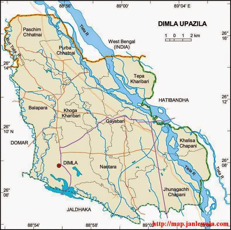 dimla upazila map of bangladesh