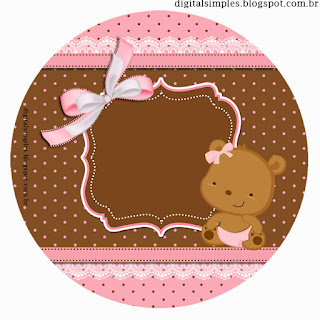 Baby Girl Bear Toppers or Free Printable Candy Bar Labels.