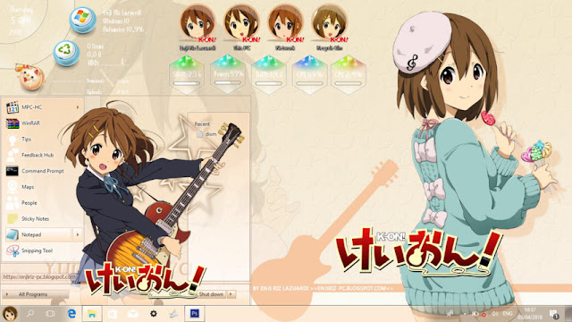 Windows 10 Ver. 1703 Theme K-ON! Hirasawa Yui by Enji Riz