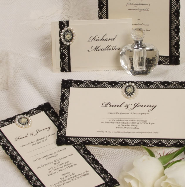 Classic Black Ivory Wedding Styling with Vintage Cameo Stationery