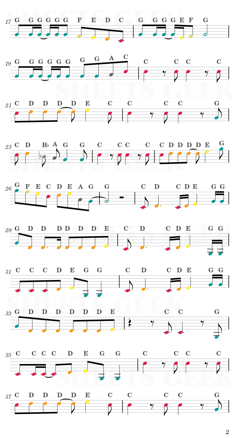 My Universe - Coldplay X BTS Easy Sheet Music Free for piano, keyboard, flute, violin, sax, cello page 2