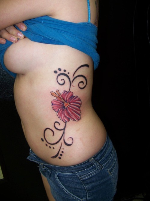 Tiger Lily Tattoo On Side. Flower tattoo design on side