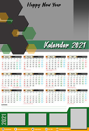  Desain  Kalender  Dinding 2021  Format 12 Bulan Photoshop 
