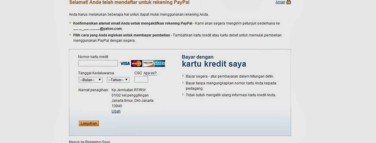 Cara Daftar Paypal dengan Rekening Bank dan kartu kredit 