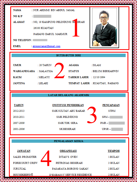 Contoh Biodata Diri Yang Ringkas - Contoh U