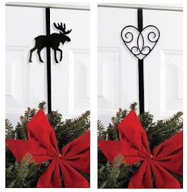 wrought iron wreath holder - one with a moose, another with a heart