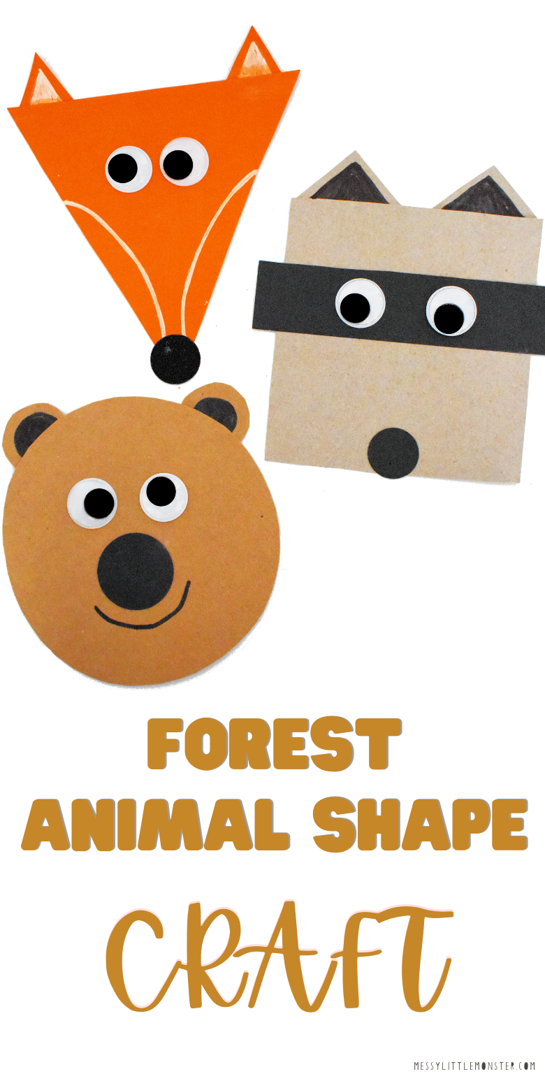 2D shape animal craft with forest animal shape craft template.