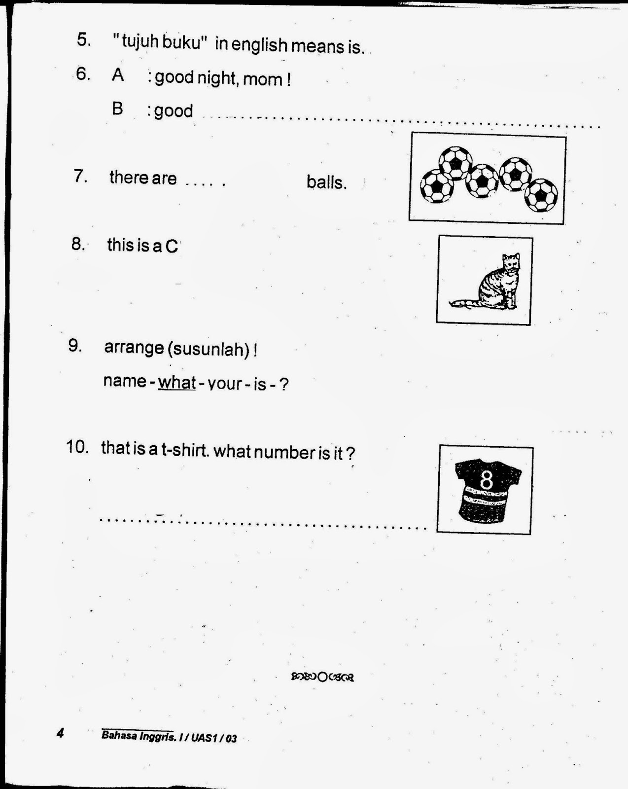 Contoh soal uas bahasa inggris sd kelas 4 semester 1 semester