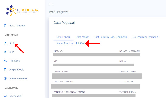 Cara Klaim Pimpinan Unit Kerja di e-Kinerja BKN