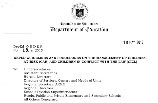 What is DepEd Order No. 18, s. 2015?