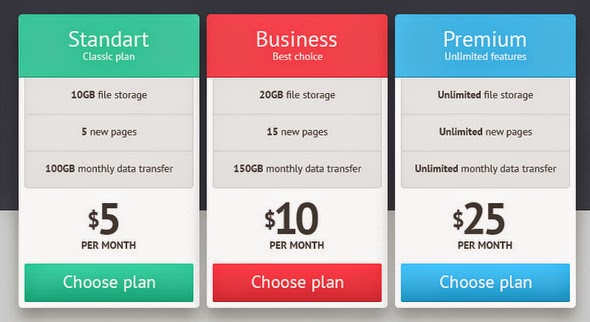 Pricing Table psd