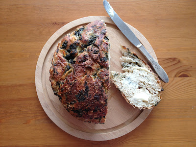 gorgeous wheat spinach feta bread with butter