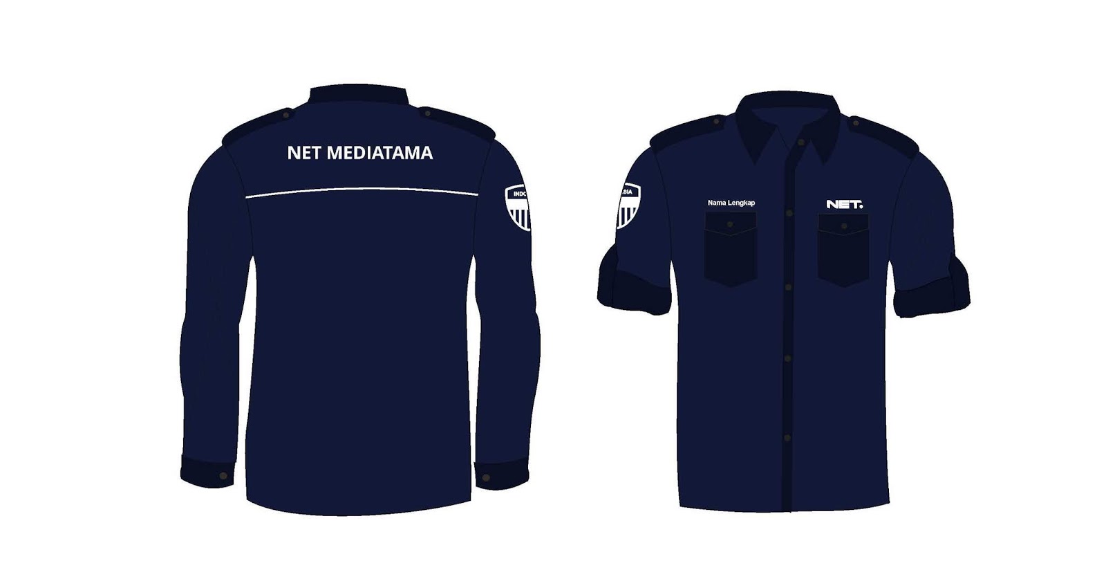 Desain Seragam Net TV Warna Blue Navy Vektor Format 