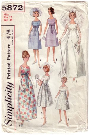 Vintage wedding dress patterns can be reduced down to halfscale and adapted
