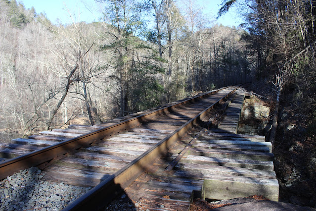 Railroad bridge over Turtletown Creek bare trees