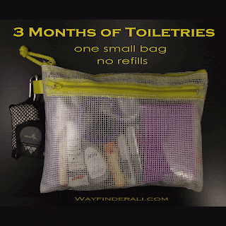 travel toiletries in bag