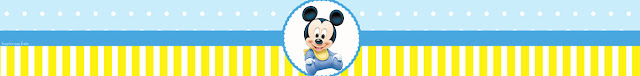 Mickey Baby in Light Blue and Yellow Free Printable  Labels.