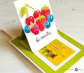 Sunny Studio Stamps: Sliding Window Strawberry, Cherry, Raspberr & Blueberries Pop-up Card with Berry Bliss Stamps by Jennifer McGuire