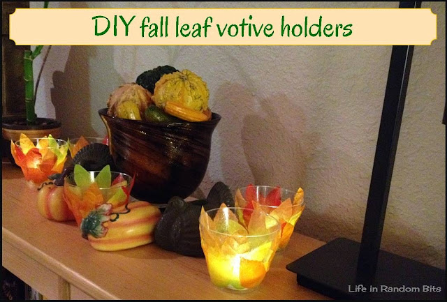 DIY fall leaf votive holders ~ Life in Random Bits #diy #thanksgiving #candles