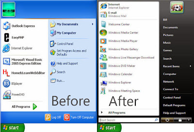 Windows XP Start Menu into Vista Menu