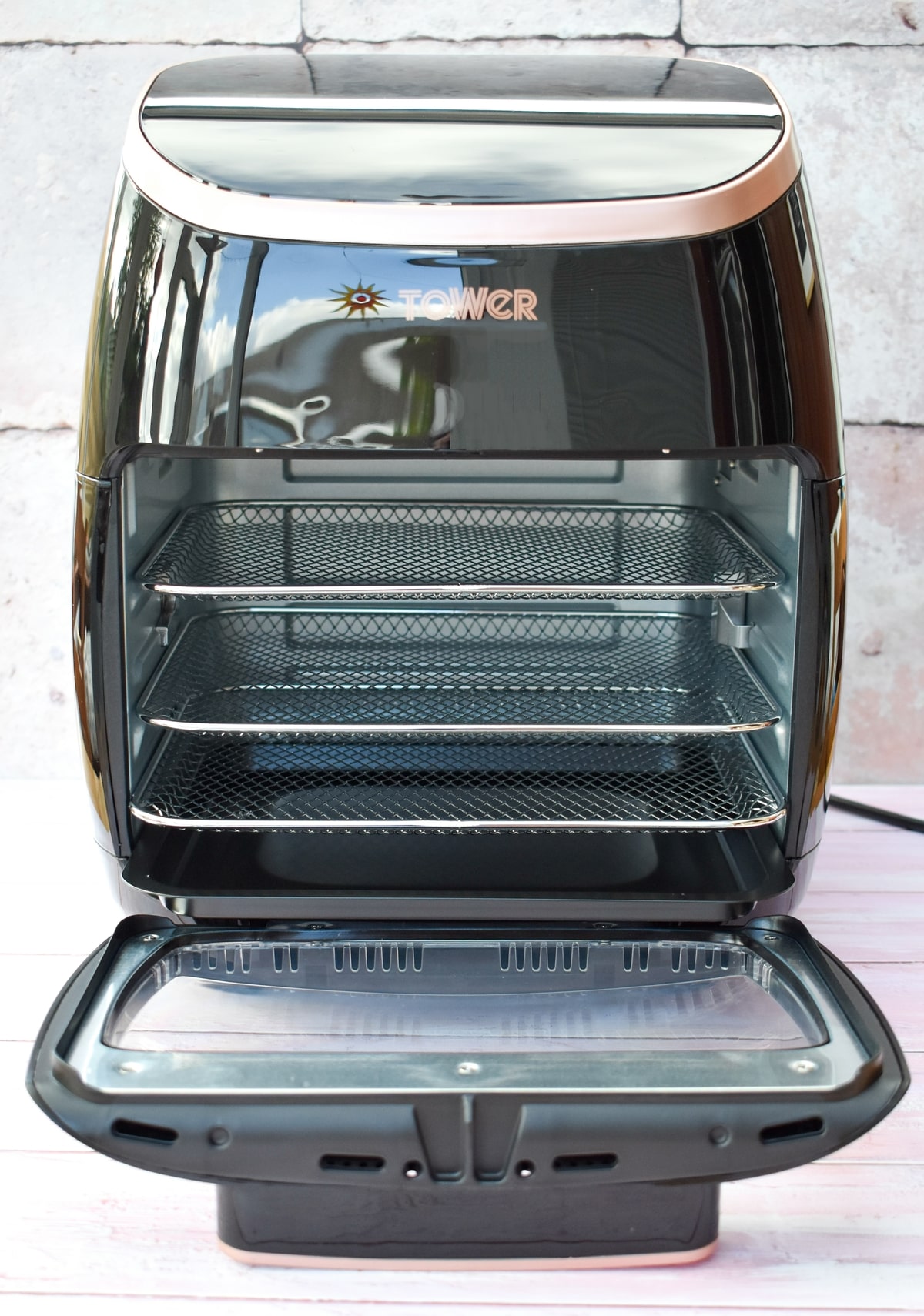 Air fryer with shelves