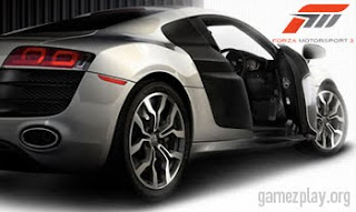 audi r8 view from rear wing on drivers side with game logo
