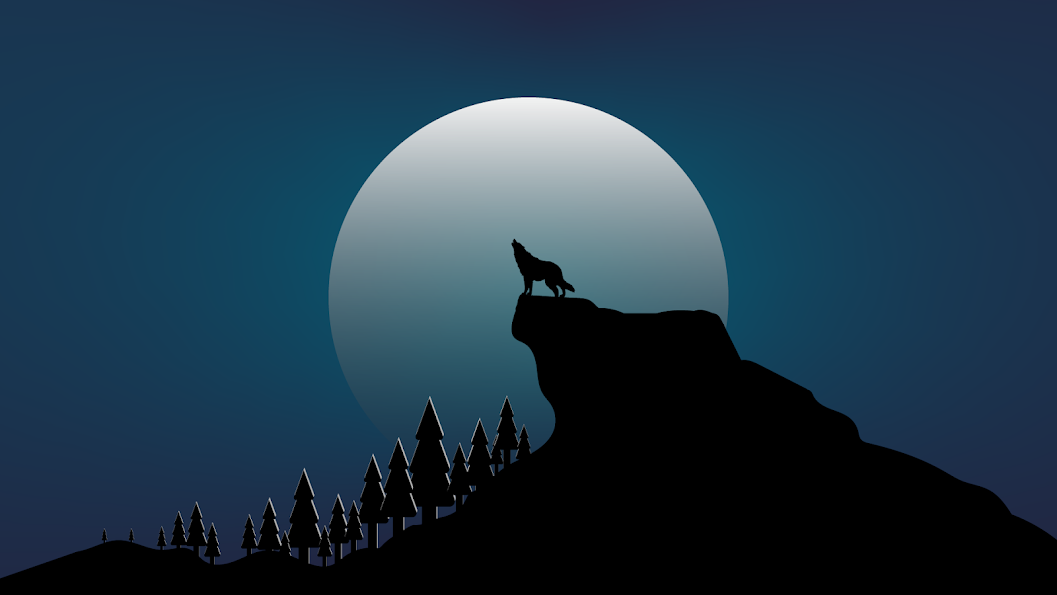 toplist wallpaper. minimalist illustration of a wolf howling in the forest night wallpaper 8k