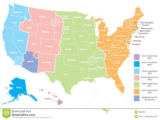 Map Of Time Zones For United States 