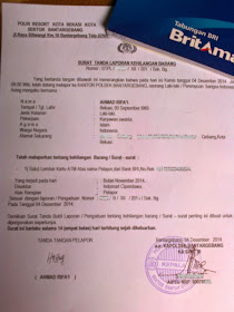 contoh surat keterangan hilang dari polisi