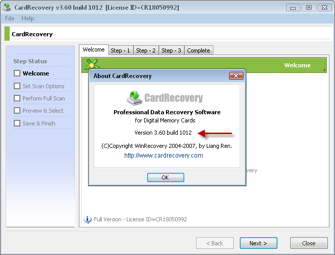 Memory Card Recovery v3.60.1012 + Serial Key | Size: 1.05 ...