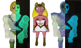 San Diego Comic-Con 2017 Exclusive Masters of the Universe Glow in the Dark He-Man, Glow in the Dark Skeletor & She-Ra Resin Figure by Amanda Visell x Super7