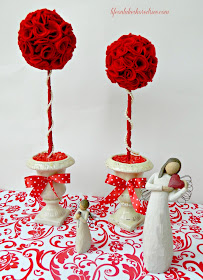 Valentine's Day DIY Felt Roses Topiary using wiffle balls tutorial