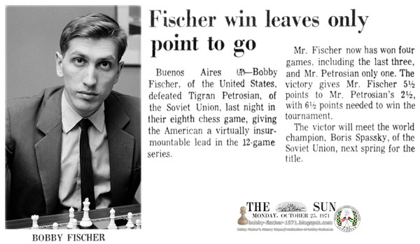 Fischer Win Leaves Only Point To Go