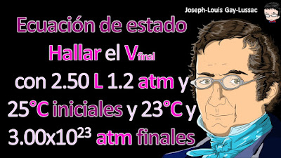 Un globo lleno de gas, que tiene un volumen de 2.50 L a 1.2 atm y 25°C, se eleva en la estratosfera (unos 30 km sobre la superficie de la Tierra), donde la temperatura y la presión son de -23°C y 3.00 x 10-3 atm, respectivamente. Calcule el volumen final del globo.