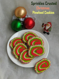 Sprinkles Crusted Christmas Pinwheel Cookies