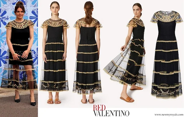 Camille Gottlieb wore RED Valentino Embroidered Point-d'esprit Tulle Midi Dress