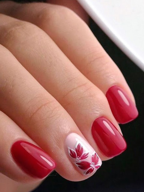 Beautiful Flower Nail Art Designs & Ideas (Nail Art-Pink Red)