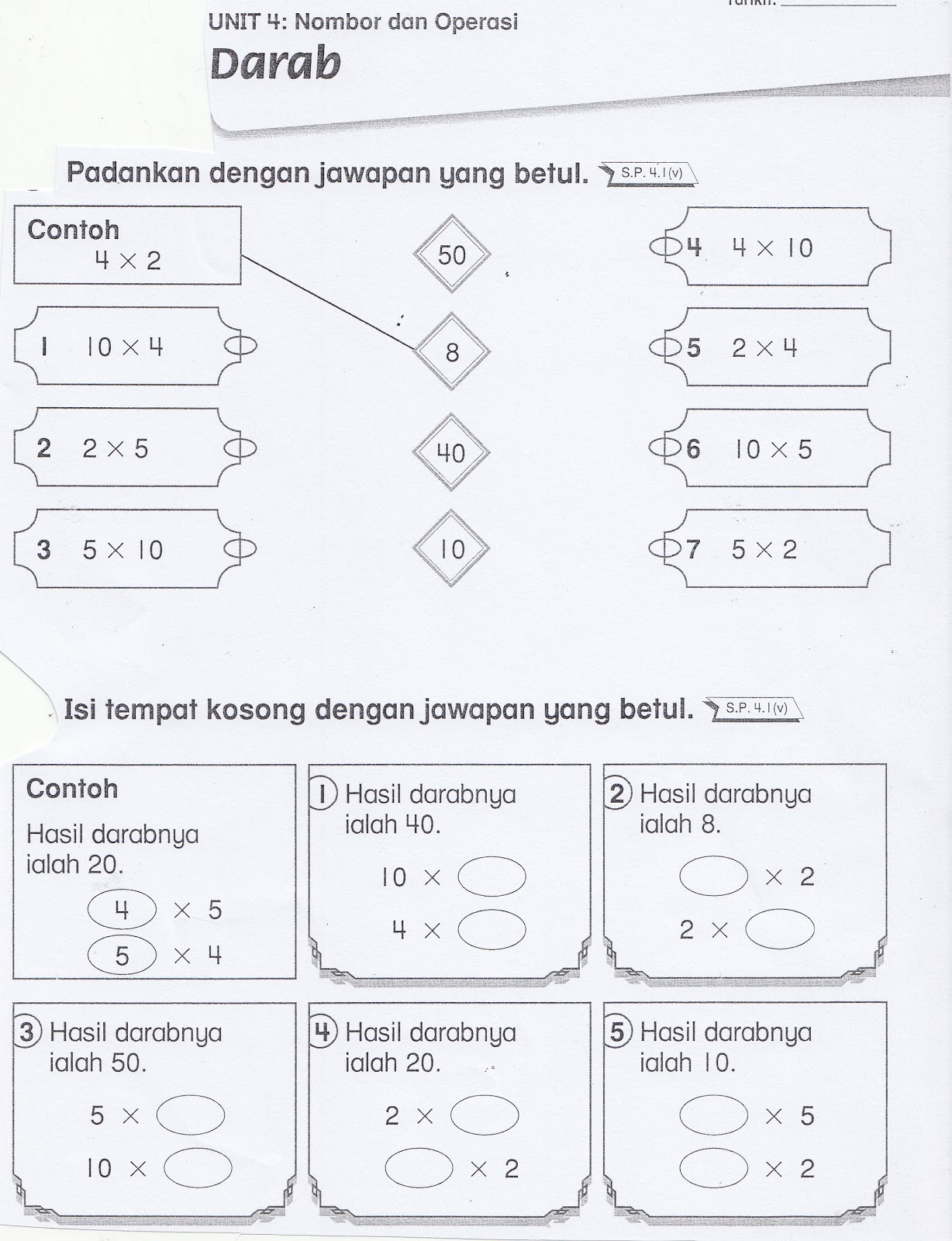 SUDUT MATEMATIK: Lembaran Kerja 5 (operasi darab)